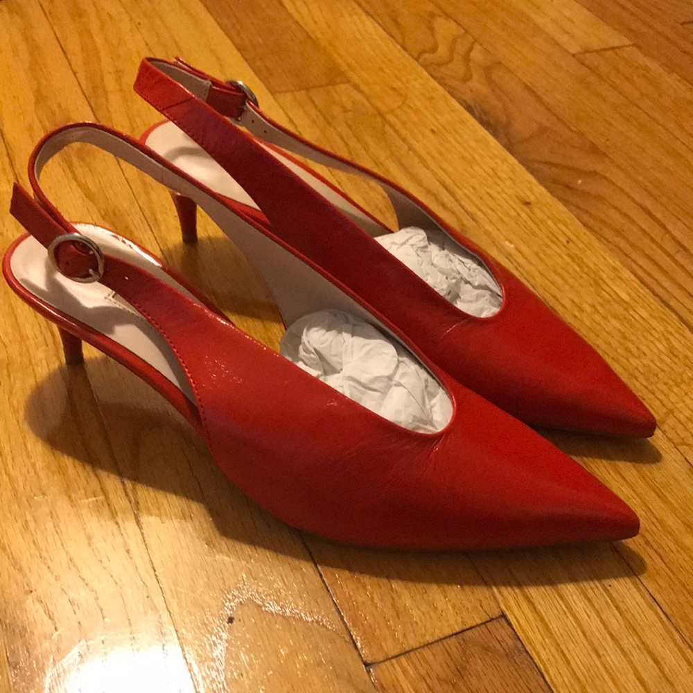 ZARA red slingback leather heels